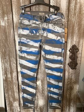 NWT True Religion Halle Mid Rise Super Skinny Jeans in Blue & Gray Size 23/00R